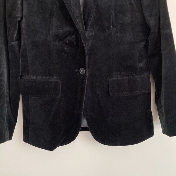 J. Crew Womens Black Velvet Blazer Size 6 Cotton Preppy Career Academia Classic - Picture 5 of 11